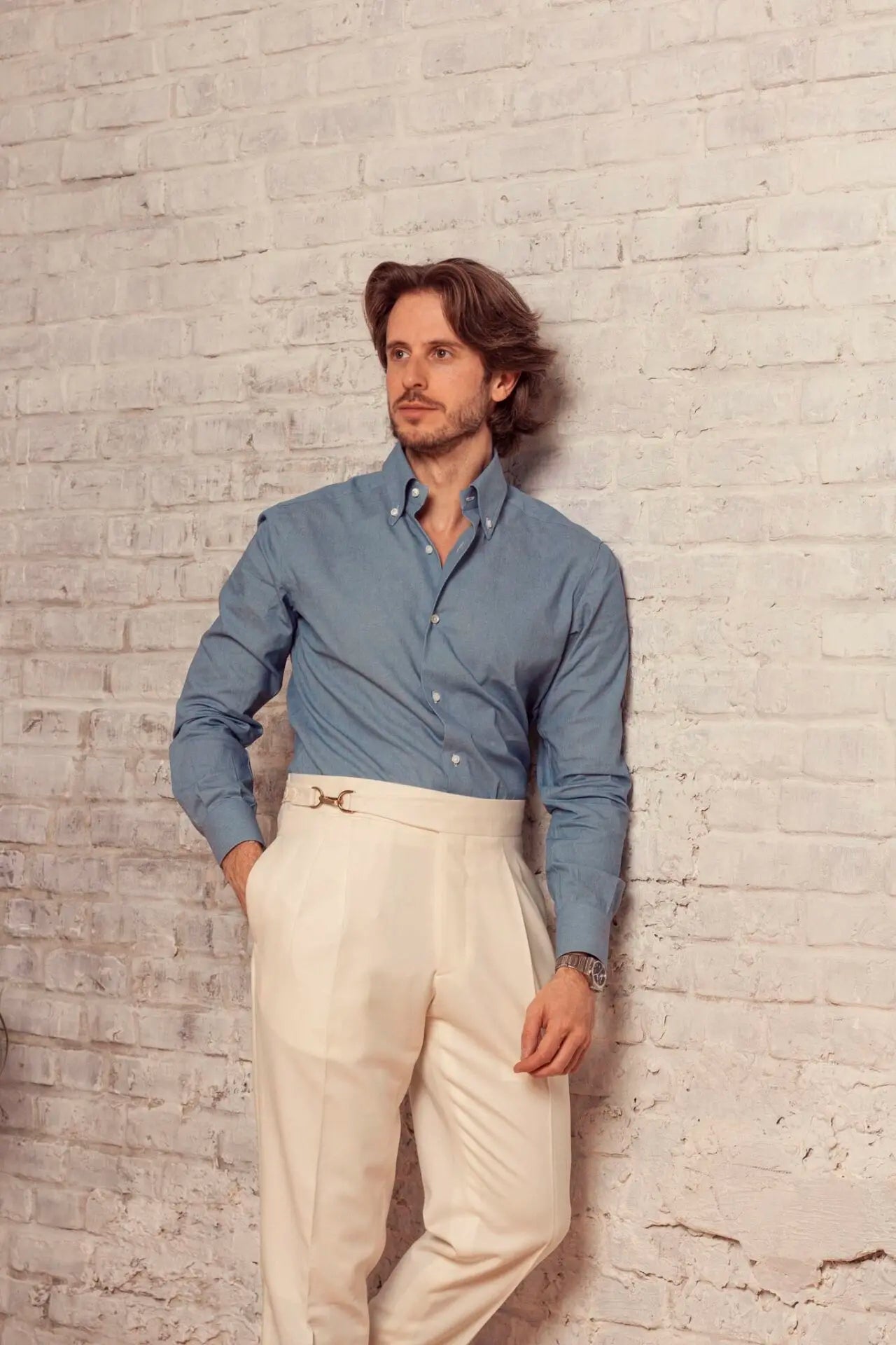 Brando | Pantalone a vita alta con moschettone